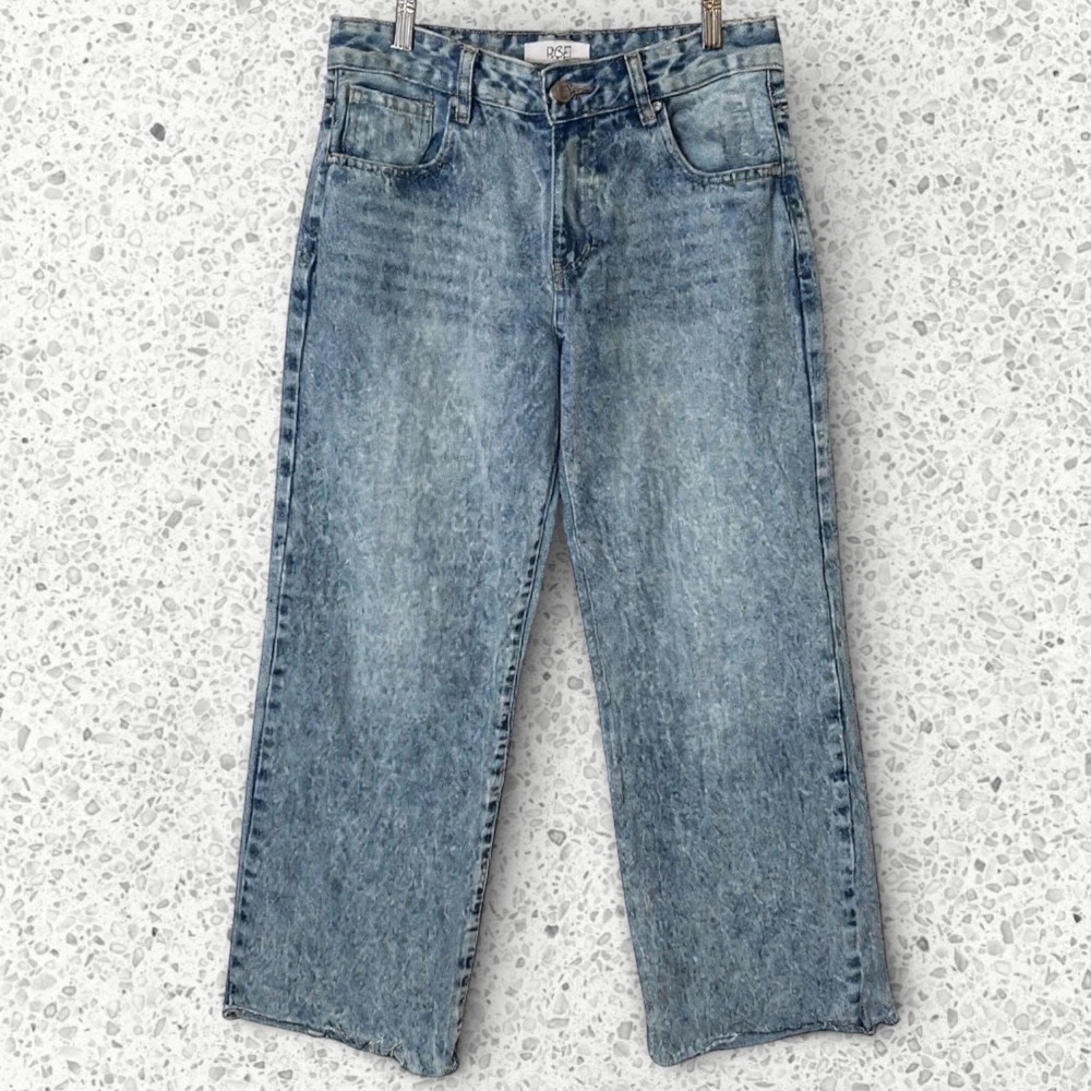 RISE SUPPLY CO Wide Leg Baggy High Rise Jeans‎ Acid Wash Distressed size 7